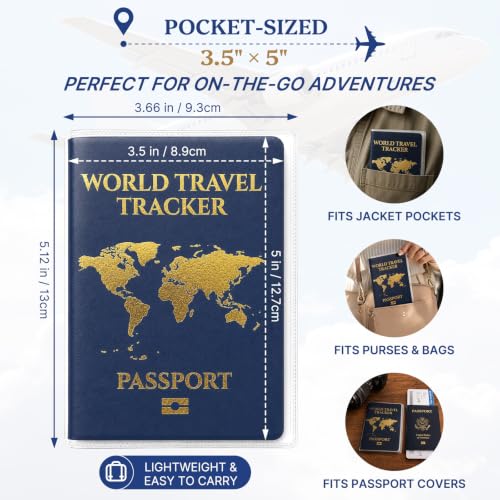 World Travel Tracker Passport Journal with Flag Stickers(3.5" x 5") - Image 5