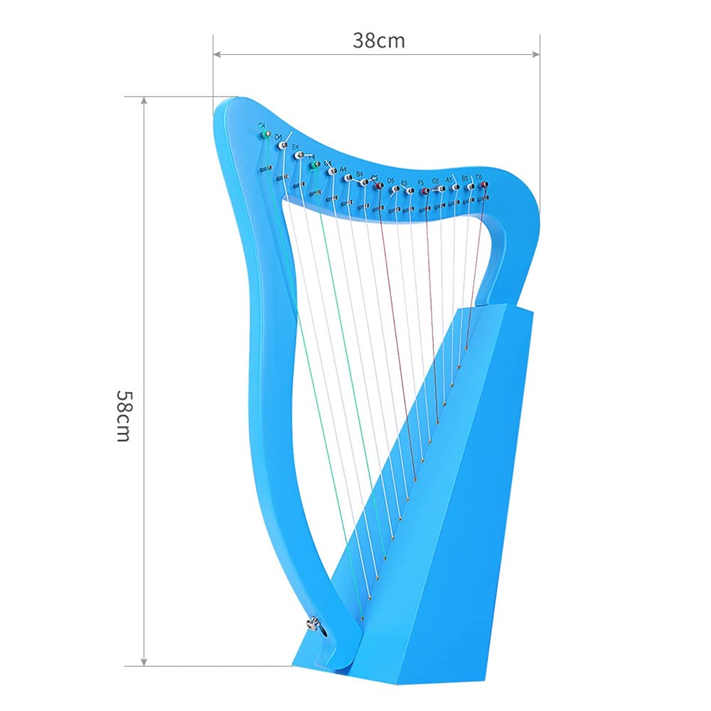 Arpa da Ginocchio in Legno Massello A 15 Corde, Alta 58 Cm, Ideale per Bambini Adulti E Principianti, con Chiave di Accordatura, Custodia Nera E Spartito Musicale in Ing,Black