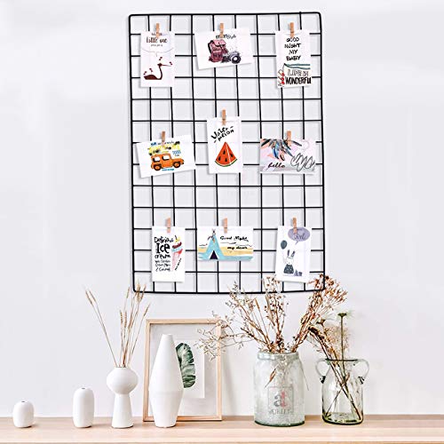 Image of Art Street DIY Metal Photo Grid Wall for Photo Hanging Clips Rectangular Shape, Wall Decoration (Black, 45 x 65 cm)