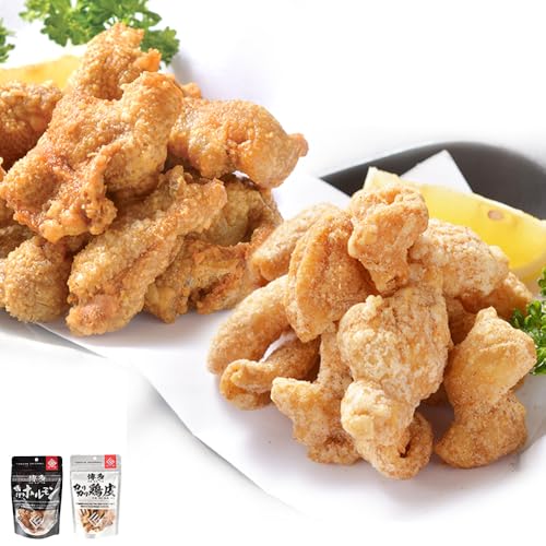 博多 カリカリ鶏皮 揚げホルモン 合計2袋 おつまみ 鶏皮 国産鶏 国産豚 唐揚げ ホルモン 福岡県 福岡 九州 グルメ お取り寄せ メール便(ポスト投函)