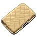 Aluminum Quilted PU Leather RFID Blocking Wallet Slim Hard Metal Credit Card Holder for Women (Gold)