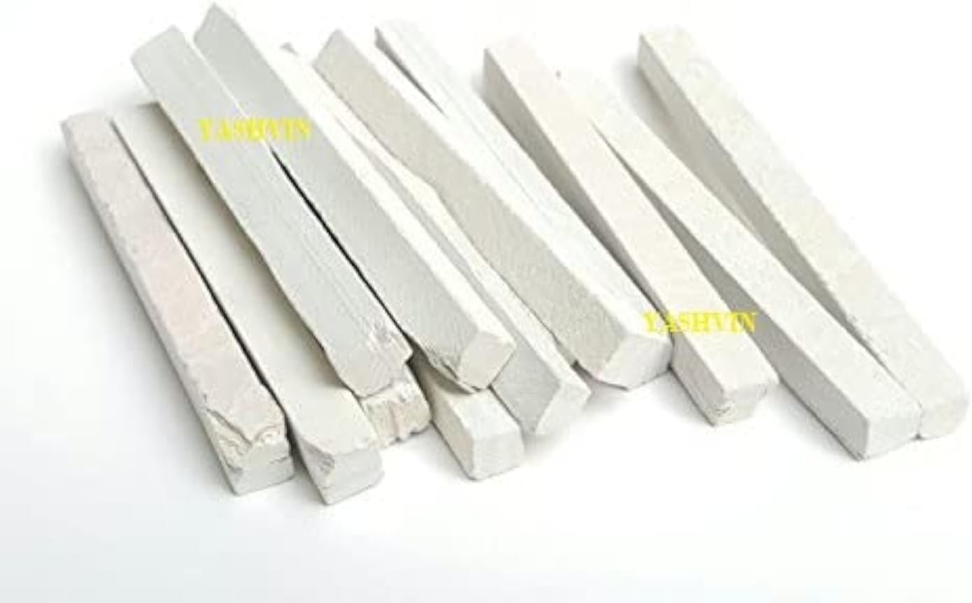 Balaji Store @ White Natural Earthy Slate Bar Natural Limestone Slate Chalk Pencil - Pack of 100 PCS (Saleti Chalk) || @A142