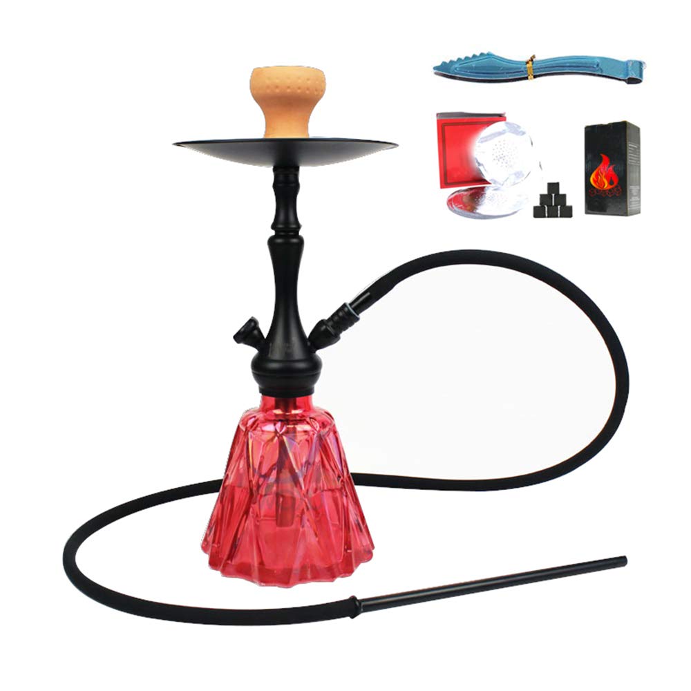 1 Manguera de Cachimba, Shisha con Bowl, Manguera, Carbón de Leña Pinzas Mejor Shisha, Florero de Cristal del Elegance Cachimba Kit del Sistema Completo