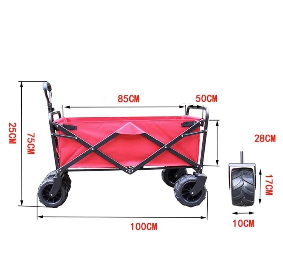 Jardin Chariot De Pliable avec Roues À Auvent Pliant Portable Poignées Réglables Sports Jardin Plage Chariot(B)
