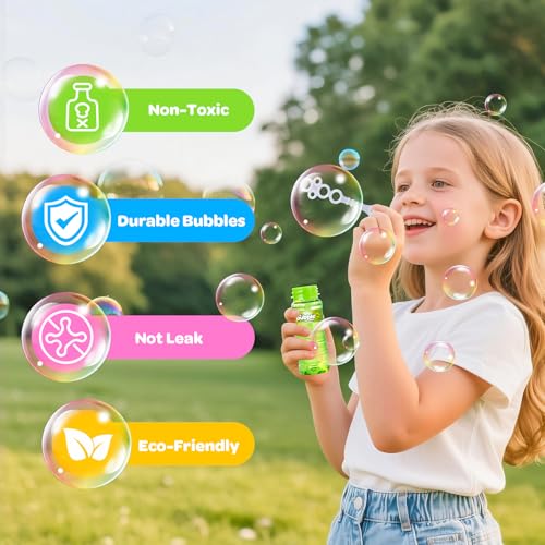 AuroTops 48 PCS Bubble Bottles with Wand in 6 Colors,Blow Bubbles in Bulk,Bubbles Party Favors for Kids Bubble Solution,Summer Toys for Kids Birthday Gifts,Ideal for Carnival,Wedding,Classroom Prizes by AuroTops - Image 4