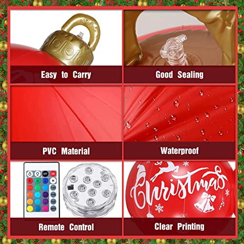 Gaint Christmas Inflatable Balls, Light Up Pvc Inflatable Christmas Ball Ornaments With Led Light And Remote Control For Holiday Indoor Outdoor Yard Garden Pool Tree Decor (Gourd) #TOP3