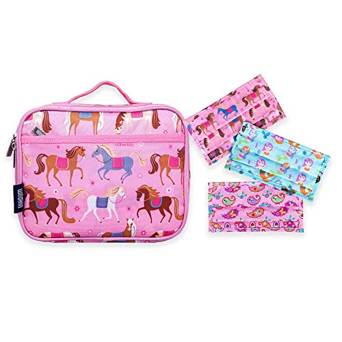 Wildkin Kids Lunch Box Bag Bundle With Face Mask (Horses) #TOP12