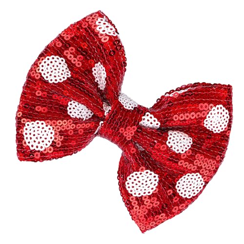 Lanmerry Christmas Glitter Hair Bows Clips Large Sequins Bow Hair Clips Red Dot Hair Barrettes Xmas Hairpin Hair Accessories for Women and Girls