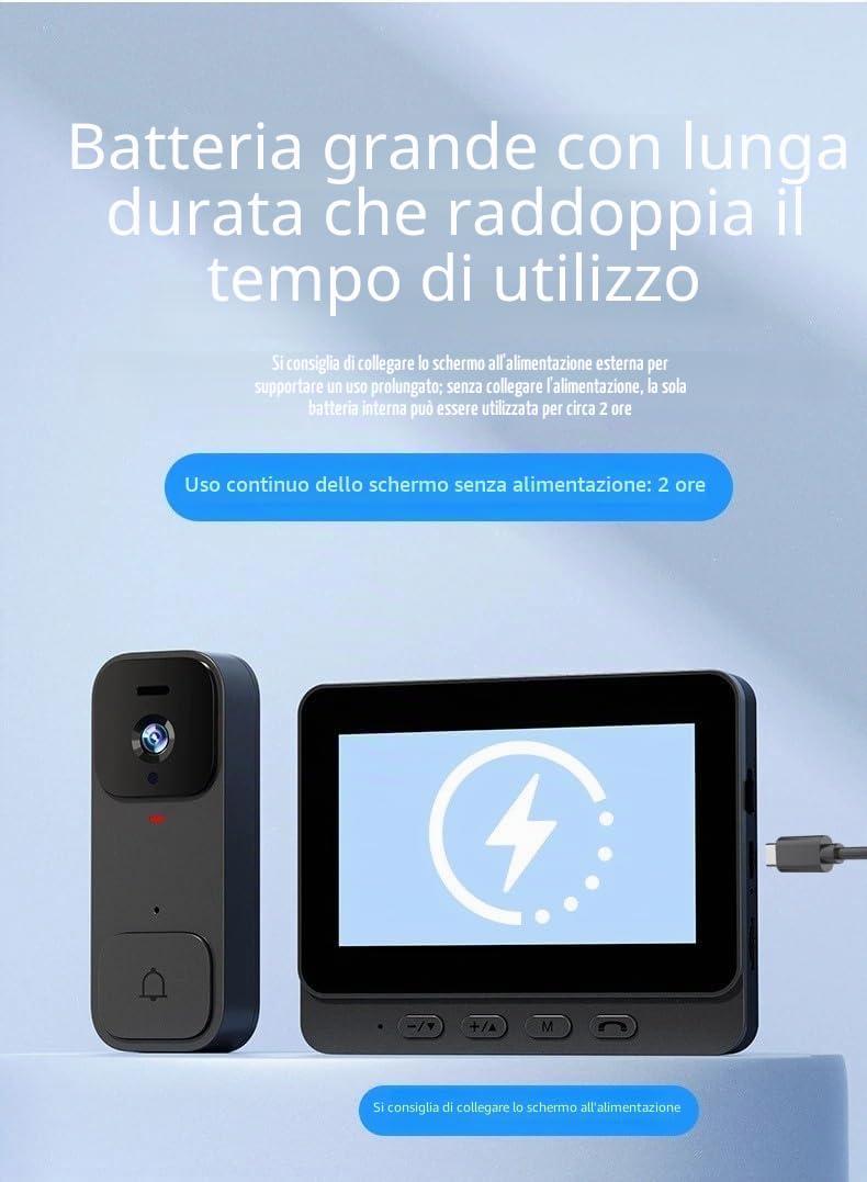 X7 - Videocitofono smart per uso domestico, con schermo di visualizzazione, citofono wireless e videosorveglianza ad alta definizione