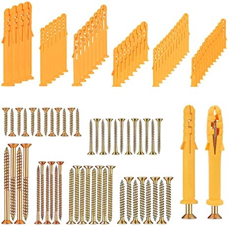 100 Pcs Wall Plugs and Screws Set (50 screws, 50 expansion wall plugs), M6/M8/M10 Heavy Duty Screws and Wall Plugs Kit for Brick, Concrete, Masonry, Drywall