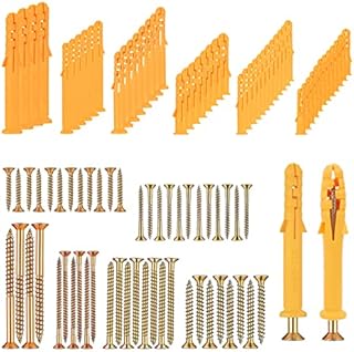 100 Pcs Wall Plugs and Screws Set (50 screws, 50 expansion wall plugs), M6/M8/M10 Heavy Duty Screws and Wall Plugs Kit for Brick, Concrete, Masonry, Drywall