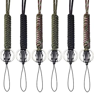 Bememo 6 Pieces Paracord Lanyard Keychain Utility Necklace Rope Cord Wrist Strap Parachute