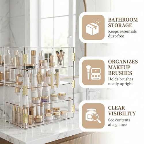 Cityjoy Countertop Bakery Display Case with Elastic Auto-Door - Acrylic Pastry Display Cabinet for Bread, Desserts, and Cookies (4-Tier) - Image 5