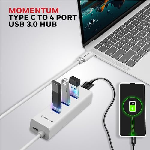 Image of Honeywell Momentum Type C to 4xUSB 3.0 Hub, Super-Fast Transmission Speed 5GBPS, Max Current 900mA per Port, Universally Compatible with All Type C- MacBook, Laptop, PC, Printer, Mobiles, Keyboard