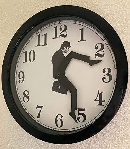 ZHOUYIN Ministry of Silly Walk Wall Clock with Cover - Creative Wall Clock Artwork Precise Sweep Seconds Silent Clock No-Ticking for Bedroom Office & Library Wall Decorations (Black)