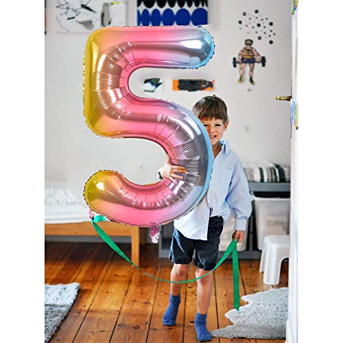 Image of TONIFUL 40 Inch Rainbow Large Numbers Balloons 0-9, Number 8 Digital 8 Helium Balloons, Foil Mylar Big Number Balloons for Birthday Party Anniversary Supplies Decorations