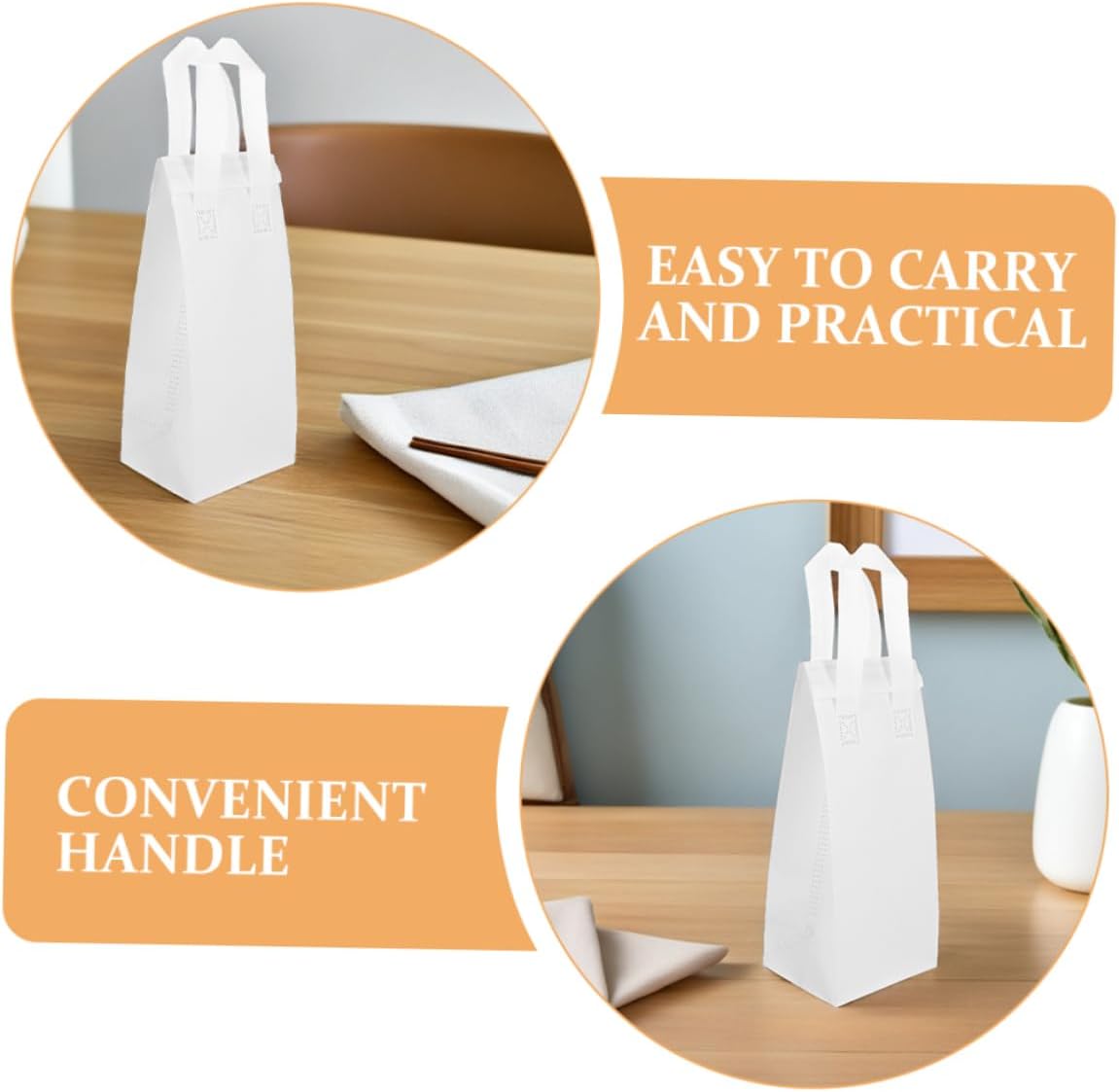 Homoyoyo 50pcs Insulated Single Cup Coffee Carrier Bag With Handles Thermal Takeout Tote Portable Drink Packaging Bag For Restaurants, Cafes, And Food