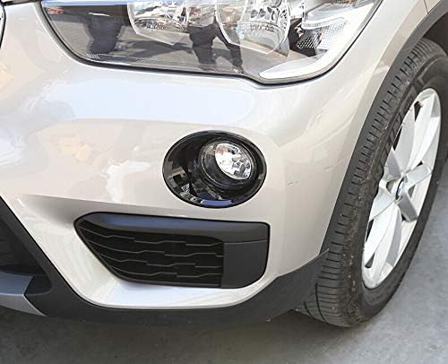 ABS Front Fog Light Lamp Trim Cover 2pcs for BMW X1 F48 2016-2019 (Black)