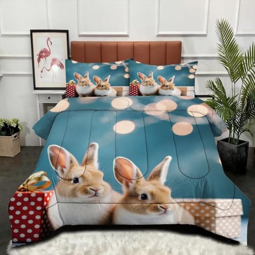 ZZXHG Nórdico de Tamaño Gigante | Conejo De Pascua, Edredón Mullido y Transpirable, Sustituto Edredón de Plumas, con 2 Fundas de Almohada, para Cama de 180 cm_j12792