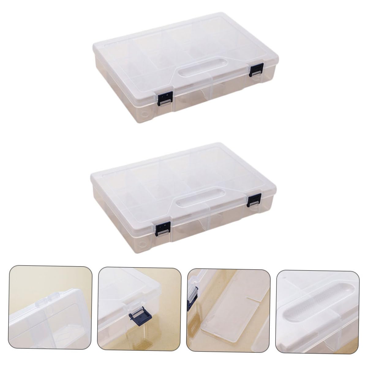 4 Pezzi Contenitore Trasparente con Scomparti Rimovibili Scatola Organizer per Utensili e Accessori Box Plastica Multifunzionale per Casa e Laboratorio