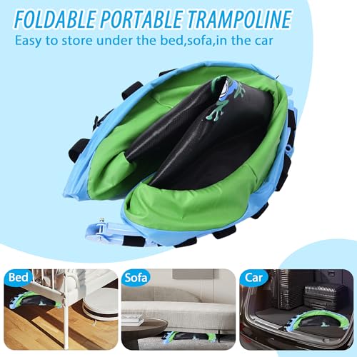 3FT Foldable Kids Trampoline, 36'' Indoor & Outdoor Mini Trampoline for Toddlers, Max Capacity 220 LBS, Adjustable Handlebar, Quiet & Safe Design