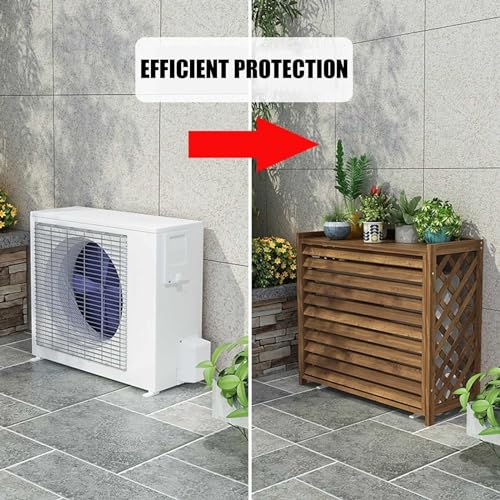 Housse de climatisation extérieure en bois pour balcon et terrasse avec support de fleurs surélevé - 6