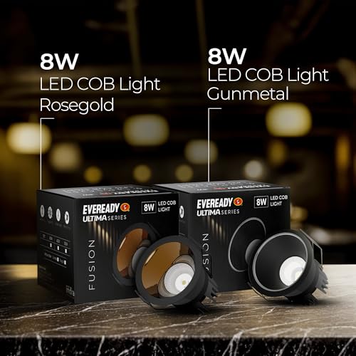 Image of Eveready Ultima Series Fusion, 8W LED COB Light, Warm White (3000K), Rosegold Reflector, Pack of 6