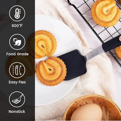 Image of Silicone Spatula - Nonstick, Heat Resistant Cooking & Baking Flipper for Pancakes, Omelettes, Pizza, Steak, Dosa - Ideal for Griddle Pans, Cookware and Fish Turner (Square Spatula)