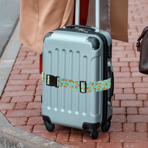 Image of WIRESTER Set of 2 Adjustable Luggage Straps with Buckle, Travel Secure Belt for Suitcase Baggage, Luggage Accessories - Orange Tabby Cat Funny Playful Postures