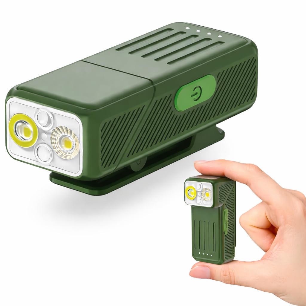 YAKLIM 500LM Mini EDC Flashlight Clip-On Running Light, Rechargeable Pocket Light with 90° Rotatable Head, 10-Mode Waterproof Hands-Free Safety Light for Runners, Night Walking, Cycling &Emergency Use