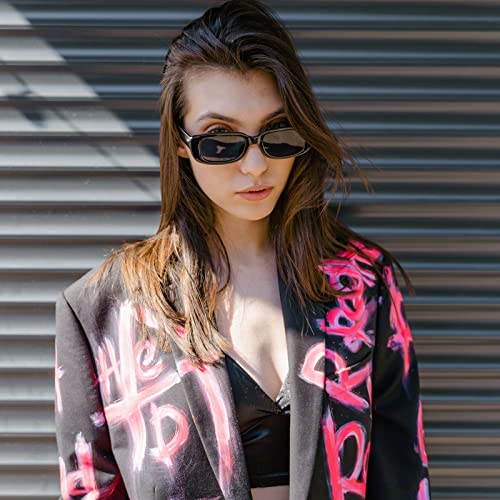 Pibupibu 8/20 Pack Colorful Small Rectangle Party Sunglasses Bulk, Vintage Narrow Square Y2K Glasses for Women Men4