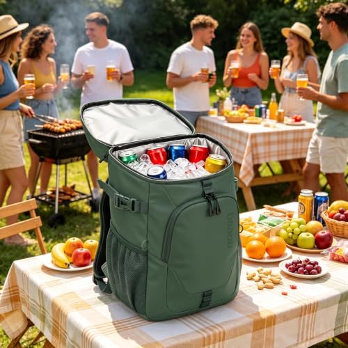 baaob Backpack Cooler 50 Cans, 2 Insulated Leak Proof Compartments Thermal Large Cooler Bag, Portable Outdoor/Travel/Camping Lunch Backpack for Men & Women — view 7