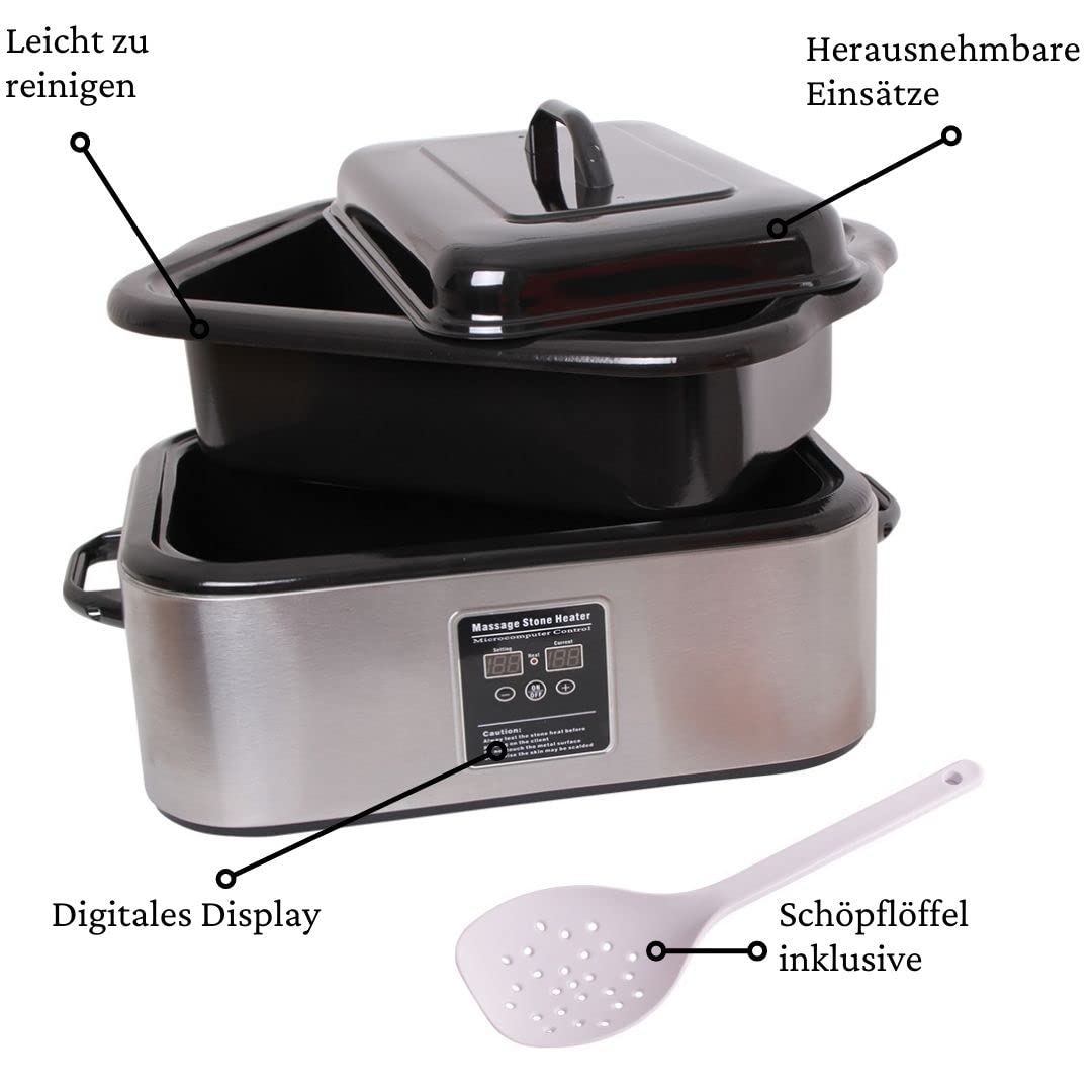 Hot Stone Massage Set 18L – Wärmegerät inkl. 64 Steine Komplettset