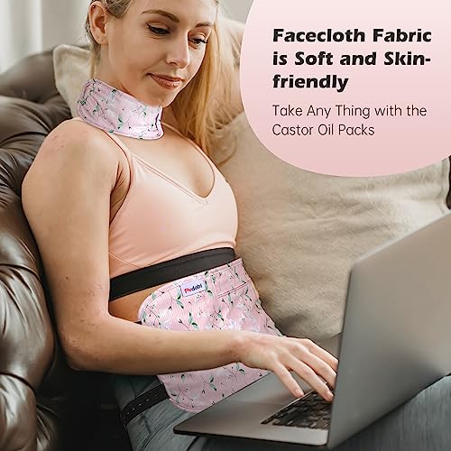 Image of 2 Pack Castor Oil Pack Wrap Organic Cotton for Liver Detox, Reusable Castor Oil Compress Highly Absorbent Anti Oil Leak（Oil are Not Include）