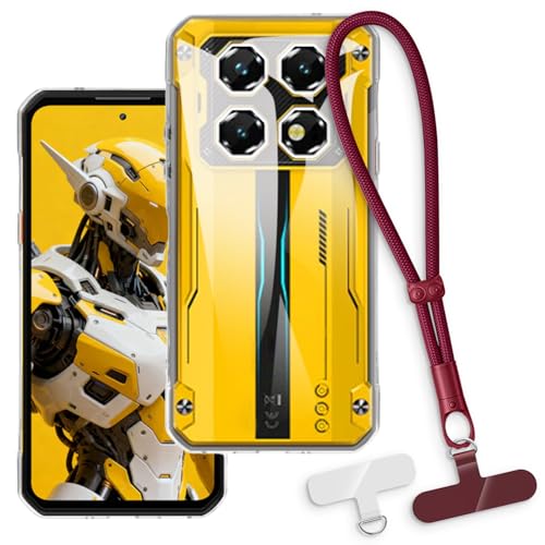 OAGELIM 2-in-1�ی�P�[�X�ƃ��X�g�X�g���b�v Oukitel WP60 �Ƃ̌݊������� ���O���\�ȃ��j���[�h�t���d�b�J�o�[�A����~�ߕ����h�~�O���b�v�n���h�� (�N���A + ���b�h)