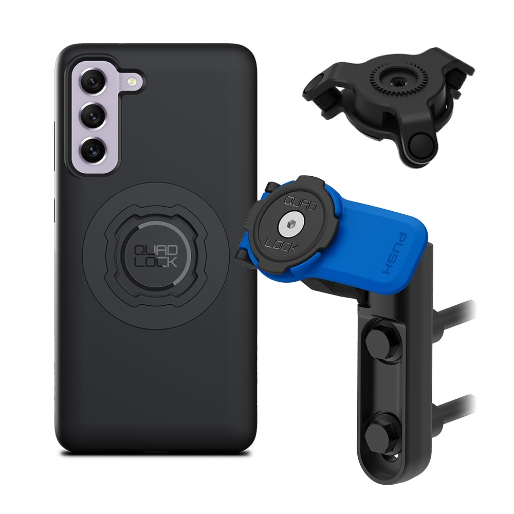 Quad Lock Brake/Clutch Motorcycle Phone Mount with Vibration Dampener and MAG Phone Case for Galaxy S21 FE