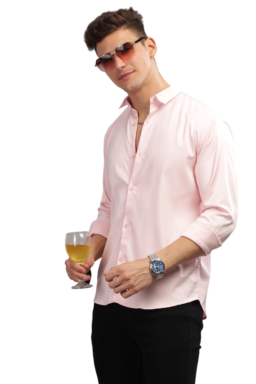 Blue SquadMen's Satin Slim Fit Shirt | Modern Tailored Design Solid Shirt