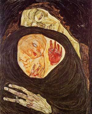 Peinture à l'huile Dead Mother 1910 par Egon Schiele toile expressionniste 30x36 pouces