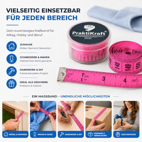Miniatura 7 de Cinta Métrica De 150 Cm 2 En 1 Cm Cinta Métrica De Costura En Caja De Almacenamiento Para Escalar Y Medir Rosa