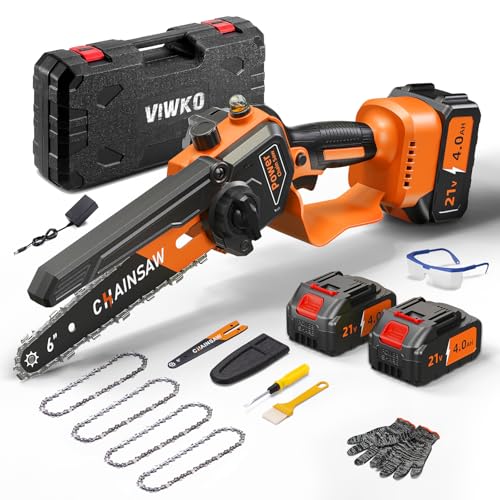 VIWKO Mini Kettensäge mit Akku, 8000mAh 6 Zoll Akku Kettensäge Bürstenlose Kompatibel mit Makita 18V Akku, Astsäge Akku mit Auto Öler Minikettensäge Motorsäge Handkettensäge Handsäge für Holzschneiden VIWKO Mini Kettensäge mit Akku, 8000mAh 6 Zoll Akku Kettensäge Bürstenlose Kompatibel mit Makita 18V Akku, Astsäge Akku mit Auto Öler Minikettensäge Motorsäge Handkettensäge Handsäge für Holzschneiden