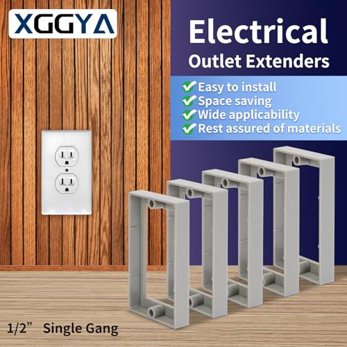 1/2Inch Single Gang Receptacle Outlet Box Extenders,Include 12Screws (6-32 x 1.25),Electrical Outlet Extender for Electrical Outlet Box and Electrical Outlet Switches, Gray (Pack of 6)