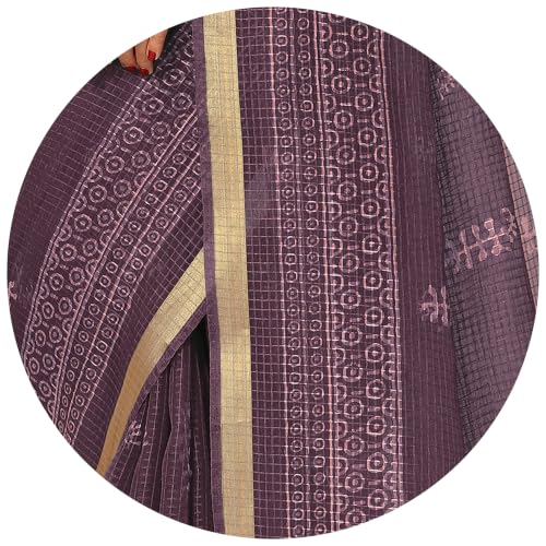 Image of MIRCHI FASHION Kota Doria Cotton Saree with Blouse Piece | Paisley Block Printed Saree for Women | Traditional Ethnic Daily Wear Summer Saree