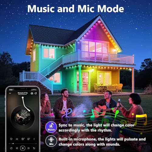 Image of LETIANPAI 300FT Permanent Outdoor Lights,RGB Eaves Light with App Control Remote,DIY Scene Modes IP67 Waterproof Under Eave Lighting,Outdoor Lights for Decor,Garden Decor,House,Party