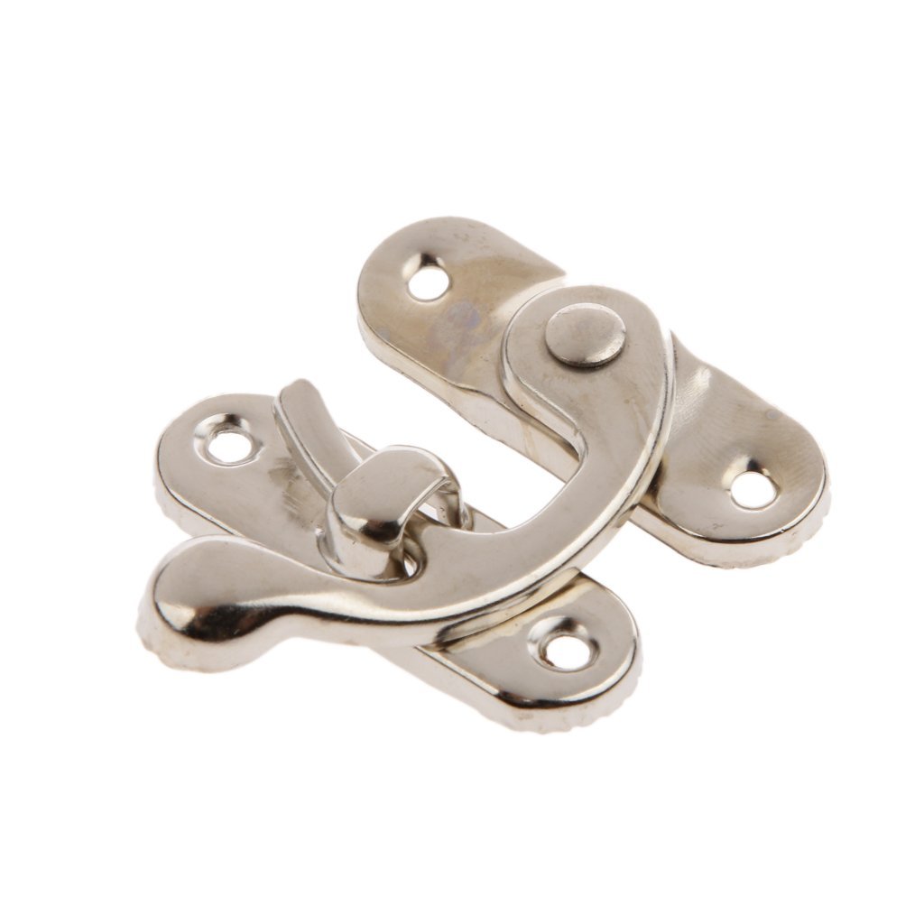 5-Pack Antique Silver Tone Wood Box Hasp Catch – Right Latch Hook, Decorative & Rust-Resistant