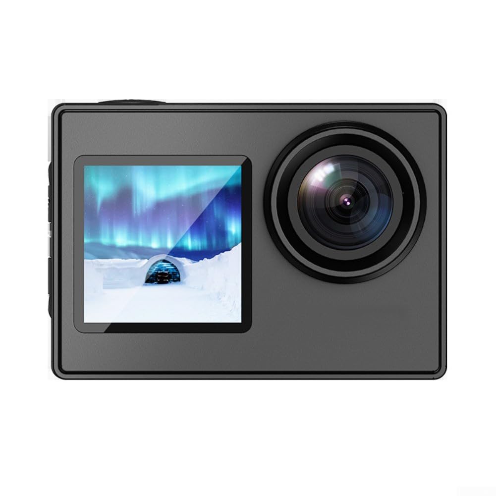 Action Camera, SJ4000 Dual Screen 4K Fotocamera Sportiva con Custodia Impermeabile, Ultra HD Dashcam Per Moto Ciclismo Subacquea
