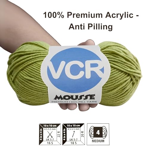 Image of VCR 4ply Mileatry Green Yarn, 100 Grams Hank, 190 Meters Length, Acrylic Ball for Crochet and Knitting, Soft Crosia Threads, Pack of 1 Yarn, Suitable for DIY Crafts