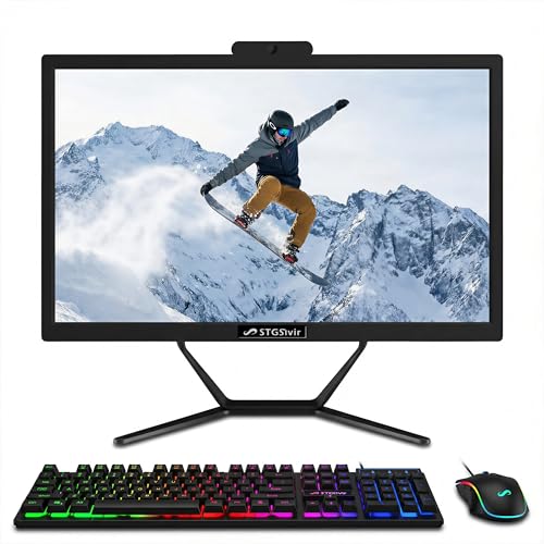 Image of STGSivir All in One Desktop Computer, 21.5 inch FHD Display, Intel Core i7 up to 3.9G, 16GB RAM, 512GB SSD, WiFi 5, BT, RGB Keyboard & Mouse, Webcam, Windows 11 Home