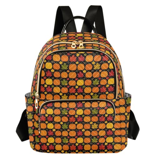 Mochila de poliéster con costuras suaves y diseño de hojas de otoño