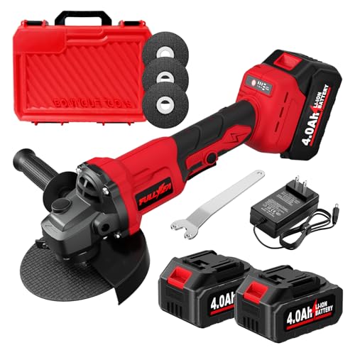FULLYEA Cordless 4.5" Angle Grinder, 3-Speed, 10000 RPM, Kit