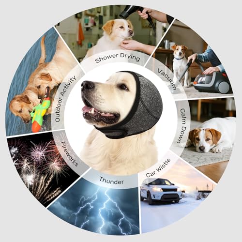 Dog Ear Muffs Noise Protection, Wraps Cover for Dogs Bath Grooming, Adjustable Dog Calming - image 3